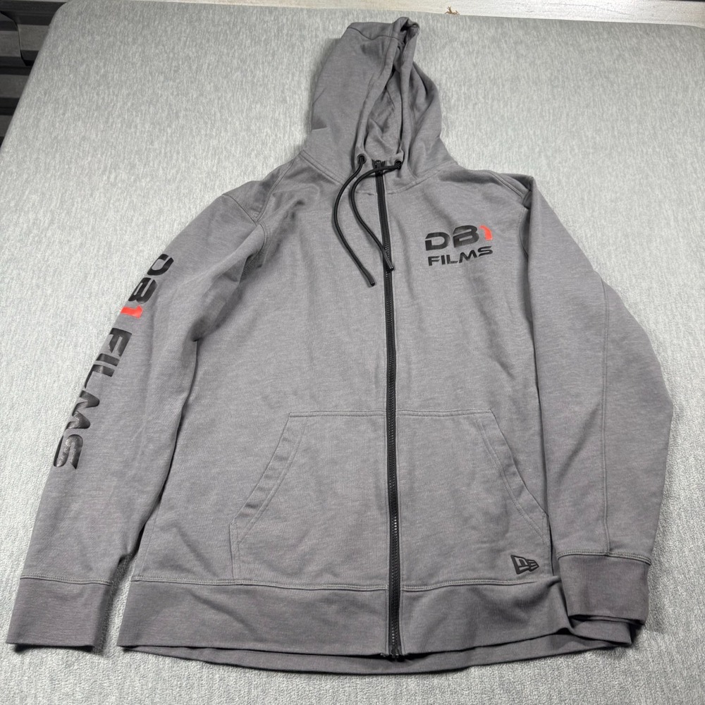 New Era Hoodie Mens XL Gray DB1 Films Full Zip Graphic Fleece Hooded Sweatshirt
